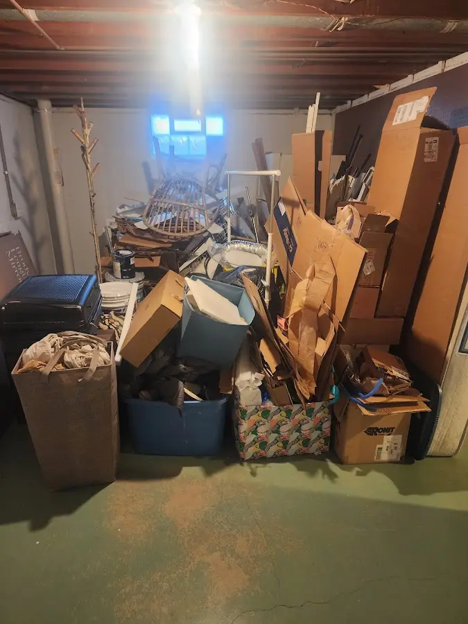 Roll-off dumpster container at job site for 20 Yard Dumpster Rental in Owego